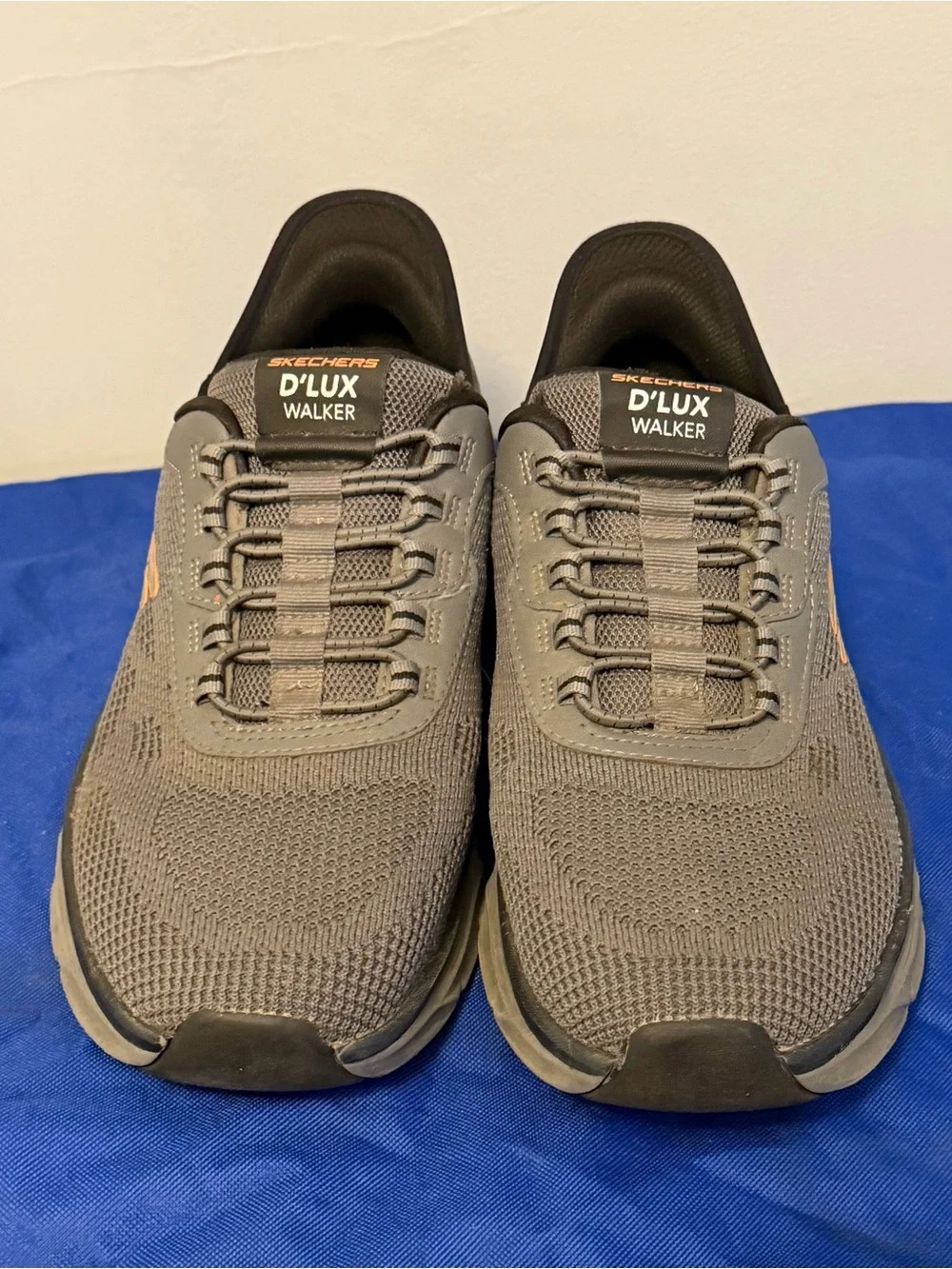Skechers Slip-Ins D'LUX Walker 2.0 Gray Slip-On Sneakers with Gold Accent